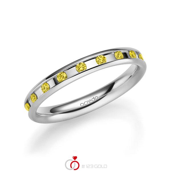 klassischer Trauring/Ehering in Weißgold 585 mit zus. 0,18 ct. Brillant gelb von acredo - A-2217-10 klassischer Trauring/Ehering in Weißgold 585 mit zus. 0,18 ct. Brillant gelb von acredo - A-2217-10