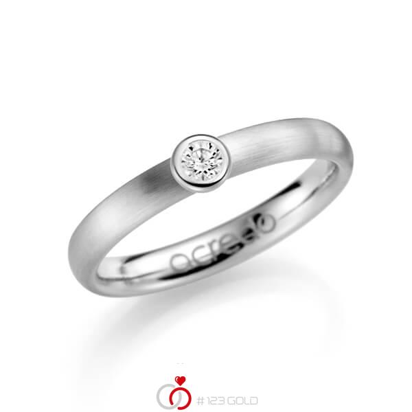 klassischer Trauring/Ehering in Weißgold 585 mit zus. 0,1 ct. Brillant tw, si von acredo - A-1124-1 klassischer Trauring/Ehering in Weißgold 585 mit zus. 0,1 ct. Brillant tw, si von acredo - A-1124-1