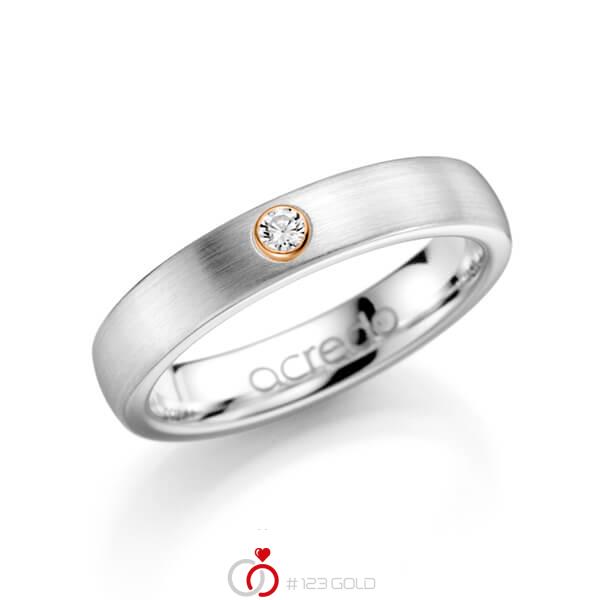 klassischer Trauring/Ehering in Weißgold 585 mit zus. 0,1 ct. Brillant tw, si von acredo - A-1133-4 klassischer Trauring/Ehering in Weißgold 585 mit zus. 0,1 ct. Brillant tw, si von acredo - A-1133-4