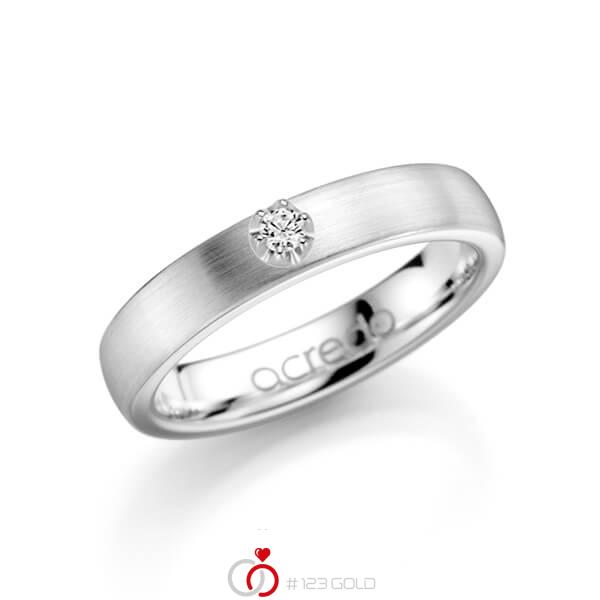klassischer Trauring/Ehering in Weißgold 585 mit zus. 0,1 ct. Brillant tw, si von acredo - A-1135-1 klassischer Trauring/Ehering in Weißgold 585 mit zus. 0,1 ct. Brillant tw, si von acredo - A-1135-1