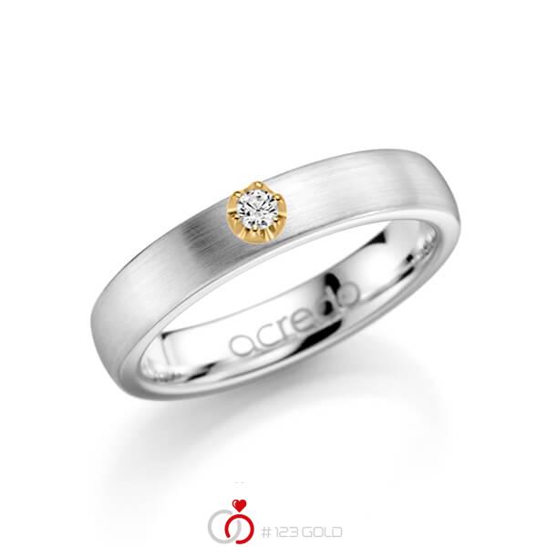 klassischer Trauring/Ehering in Weißgold 585 mit zus. 0,1 ct. Brillant tw, si von acredo - A-1135-2 klassischer Trauring/Ehering in Weißgold 585 mit zus. 0,1 ct. Brillant tw, si von acredo - A-1135-2