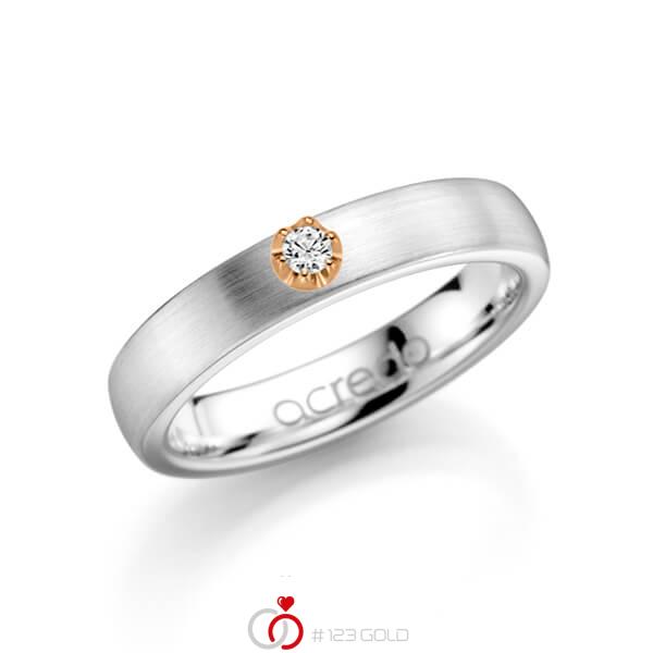 klassischer Trauring/Ehering in Weißgold 585 mit zus. 0,1 ct. Brillant tw, si von acredo - A-1135-4 klassischer Trauring/Ehering in Weißgold 585 mit zus. 0,1 ct. Brillant tw, si von acredo - A-1135-4
