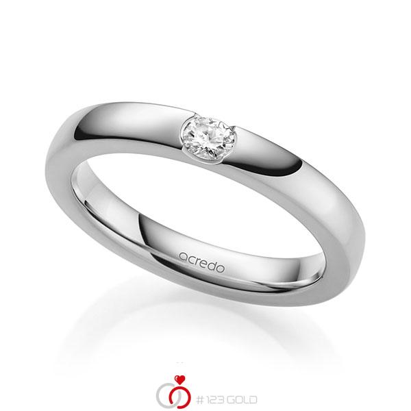 klassischer Trauring/Ehering in Weißgold 585 mit zus. 0,1 ct. tw, vs von acredo - A-2140-7 klassischer Trauring/Ehering in Weißgold 585 mit zus. 0,1 ct. tw, vs von acredo - A-2140-7