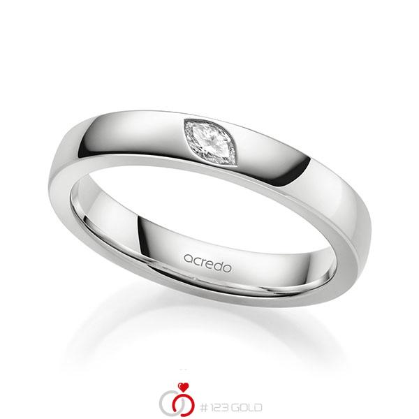 klassischer Trauring/Ehering in Weißgold 585 mit zus. 0,1 ct. tw, vs von acredo - A-2145-7 klassischer Trauring/Ehering in Weißgold 585 mit zus. 0,1 ct. tw, vs von acredo - A-2145-7