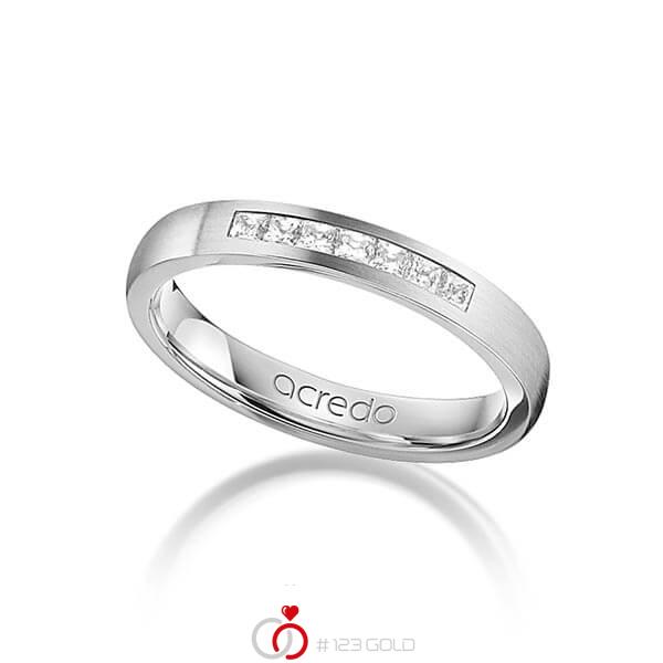 klassischer Trauring/Ehering in Weißgold 585 mit zus. 0,21 ct. Prinzess-Diamant tw, si von acredo - A-1269-1 klassischer Trauring/Ehering in Weißgold 585 mit zus. 0,21 ct. Prinzess-Diamant tw, si von acredo - A-1269-1