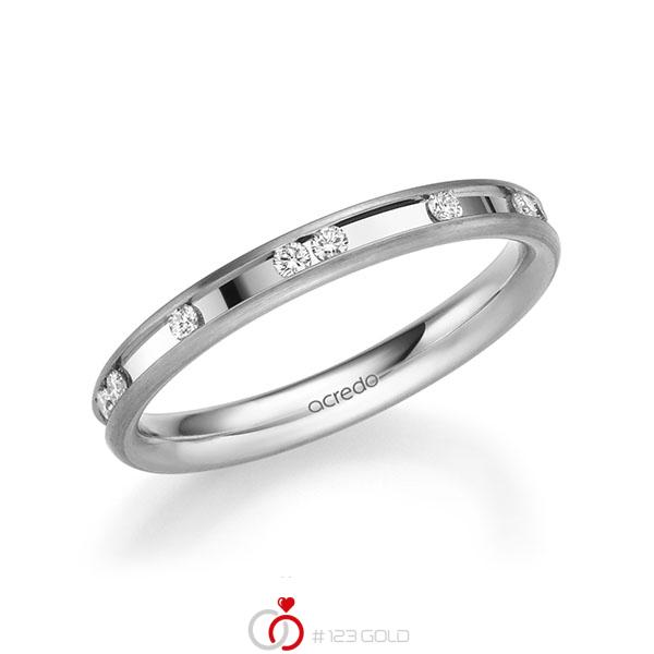 klassischer Trauring/Ehering in Weißgold 585 mit zus. 0,225 ct. Brillant tw, si von acredo - A-2209-4 klassischer Trauring/Ehering in Weißgold 585 mit zus. 0,225 ct. Brillant tw, si von acredo - A-2209-4