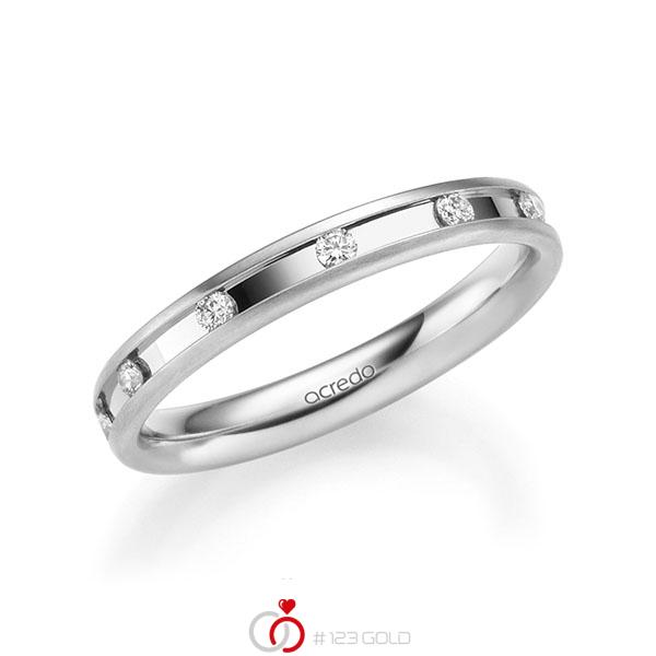 klassischer Trauring/Ehering in Weißgold 585 mit zus. 0,22 ct. Brillant tw, si von acredo - A-2205-4 klassischer Trauring/Ehering in Weißgold 585 mit zus. 0,22 ct. Brillant tw, si von acredo - A-2205-4