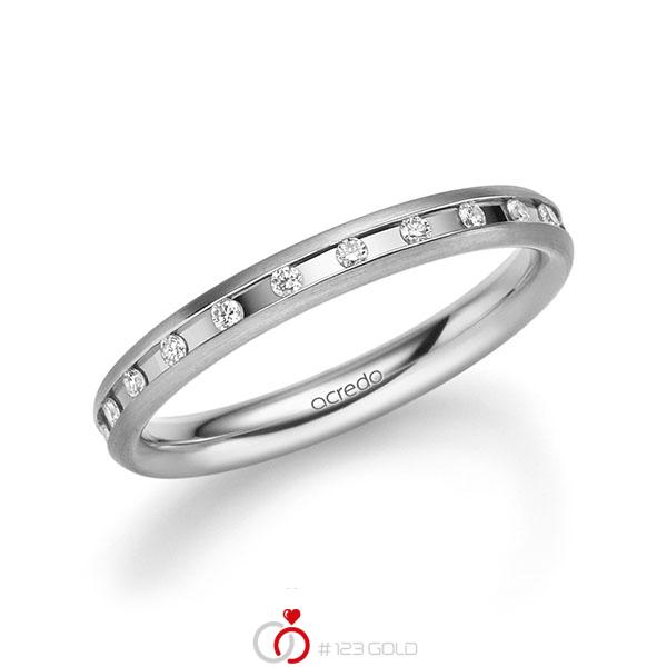 klassischer Trauring/Ehering in Weissgold 585 mit zus. 0,22 ct. Brillant tw, si von acredo - A-2216-8 klassischer Trauring/Ehering in Weissgold 585 mit zus. 0,22 ct. Brillant tw, si von acredo - A-2216-8