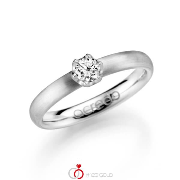 klassischer Trauring/Ehering in Weißgold 585 mit zus. 0,25 ct. Brillant tw, si von acredo - A-1128-1 klassischer Trauring/Ehering in Weißgold 585 mit zus. 0,25 ct. Brillant tw, si von acredo - A-1128-1