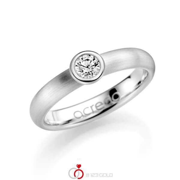 klassischer Trauring/Ehering in Weißgold 585 mit zus. 0,25 ct. Brillant tw, si von acredo - A-1129-1 klassischer Trauring/Ehering in Weißgold 585 mit zus. 0,25 ct. Brillant tw, si von acredo - A-1129-1