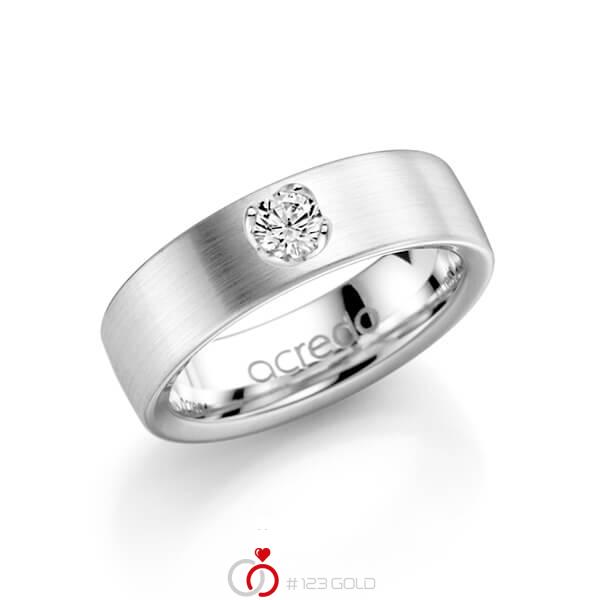 klassischer Trauring/Ehering in Weißgold 585 mit zus. 0,25 ct. Brillant tw, si von acredo - A-1138-1 klassischer Trauring/Ehering in Weißgold 585 mit zus. 0,25 ct. Brillant tw, si von acredo - A-1138-1