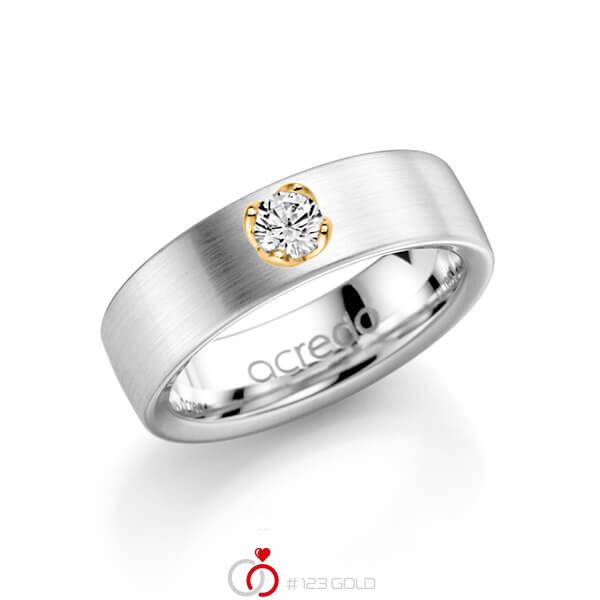 klassischer Trauring/Ehering in Weißgold 585 mit zus. 0,25 ct. Brillant tw, si von acredo - A-1138-2 klassischer Trauring/Ehering in Weißgold 585 mit zus. 0,25 ct. Brillant tw, si von acredo - A-1138-2