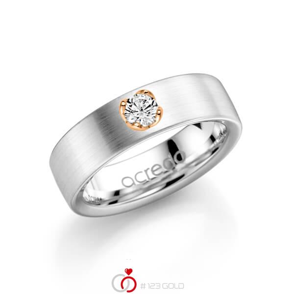 klassischer Trauring/Ehering in Weißgold 585 mit zus. 0,25 ct. Brillant tw, si von acredo - A-1138-4 klassischer Trauring/Ehering in Weißgold 585 mit zus. 0,25 ct. Brillant tw, si von acredo - A-1138-4