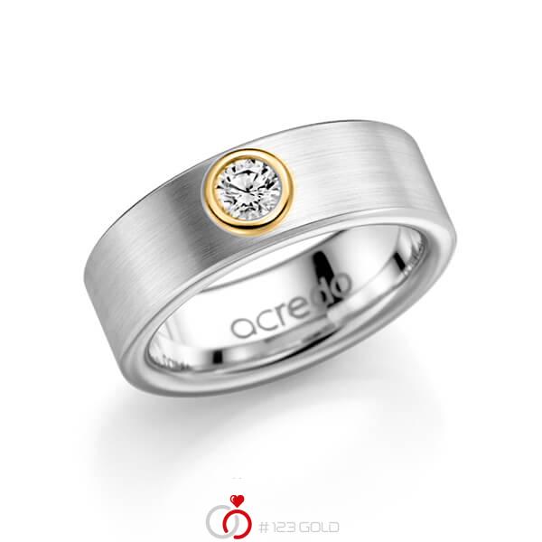 klassischer Trauring/Ehering in Weißgold 585 mit zus. 0,25 ct. Brillant tw, si von acredo - A-1139-2 klassischer Trauring/Ehering in Weißgold 585 mit zus. 0,25 ct. Brillant tw, si von acredo - A-1139-2