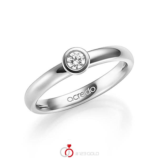 klassischer Trauring/Ehering in Weissgold 585 mit zus. 0,25 ct. Brillant tw, si von acredo - A-1350-1 klassischer Trauring/Ehering in Weissgold 585 mit zus. 0,25 ct. Brillant tw, si von acredo - A-1350-1
