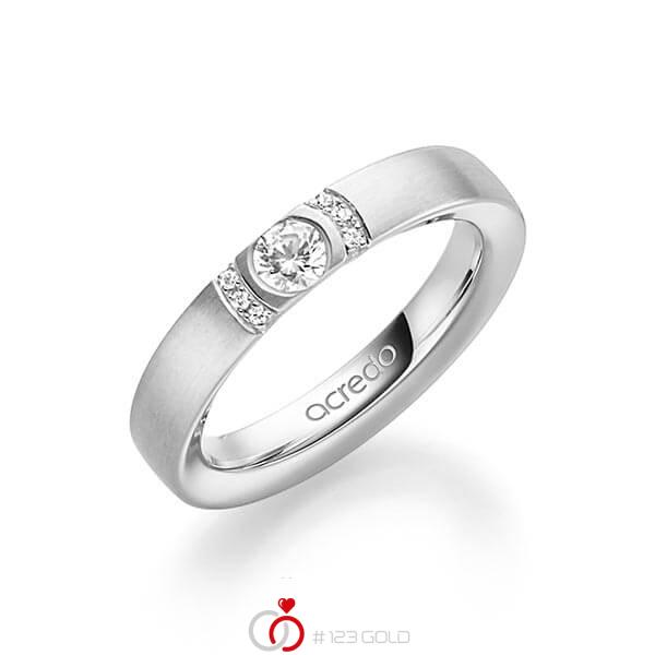 klassischer Trauring/Ehering in Weißgold 585 mit zus. 0,27 ct. Brillant tw, si von acredo - A-1637-1 klassischer Trauring/Ehering in Weißgold 585 mit zus. 0,27 ct. Brillant tw, si von acredo - A-1637-1