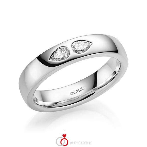 klassischer Trauring/Ehering in Weißgold 585 mit zus. 0,2 ct. tw, vs von acredo - A-2139-9 klassischer Trauring/Ehering in Weißgold 585 mit zus. 0,2 ct. tw, vs von acredo - A-2139-9