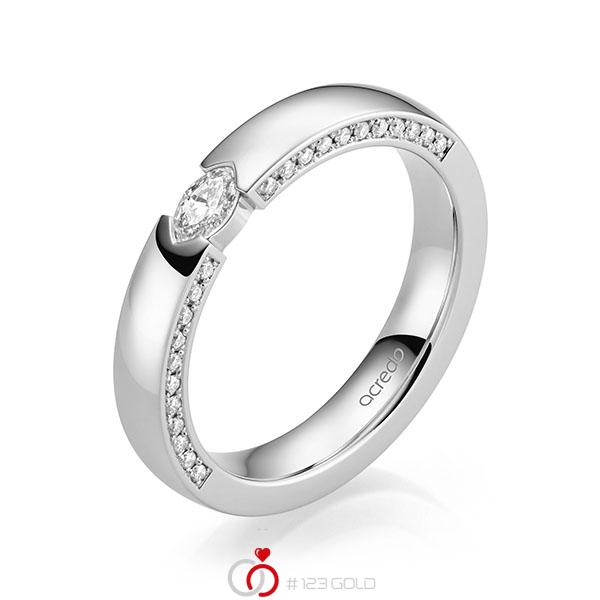 klassischer Trauring/Ehering in Weißgold 585 mit zus. 0,37 ct. Brillant tw, vs tw, si von acredo - A-2166-6 klassischer Trauring/Ehering in Weißgold 585 mit zus. 0,37 ct. Brillant tw, vs tw, si von acredo - A-2166-6