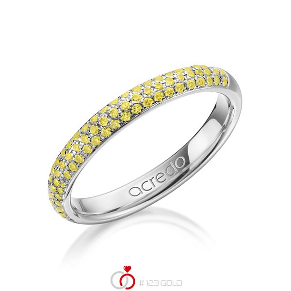 klassischer Trauring/Ehering in Weißgold 585 mit zus. 0,38 ct. Brillant gelb von acredo - A-1262-11 klassischer Trauring/Ehering in Weißgold 585 mit zus. 0,38 ct. Brillant gelb von acredo - A-1262-11
