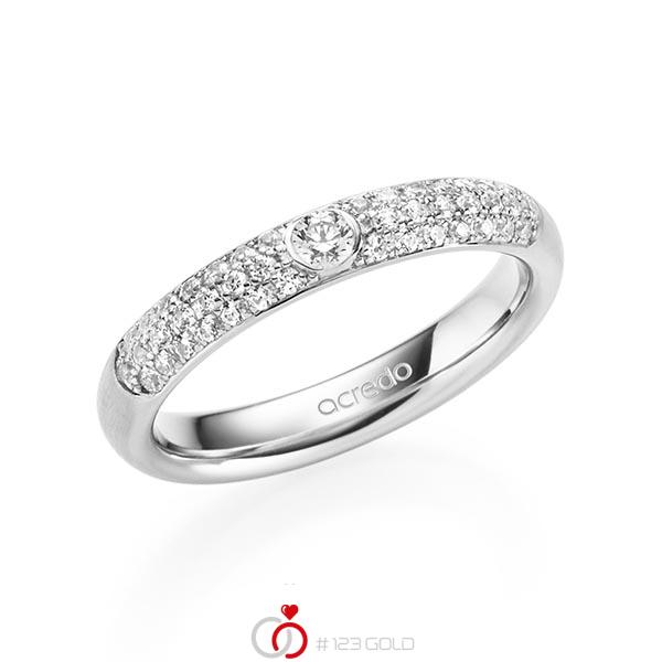 klassischer Trauring/Ehering in Weißgold 585 mit zus. 0,416 ct. Brillant tw, si von acredo - A-1911-11 klassischer Trauring/Ehering in Weißgold 585 mit zus. 0,416 ct. Brillant tw, si von acredo - A-1911-11