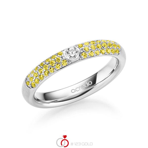 klassischer Trauring/Ehering in Weißgold 585 mit zus. 0,416 ct. Brillant tw, vs gelb von acredo - A-1911-15 klassischer Trauring/Ehering in Weißgold 585 mit zus. 0,416 ct. Brillant tw, vs gelb von acredo - A-1911-15