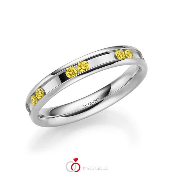 klassischer Trauring/Ehering in Weißgold 585 mit zus. 0,42 ct. Brillant gelb von acredo - A-2206-9 klassischer Trauring/Ehering in Weißgold 585 mit zus. 0,42 ct. Brillant gelb von acredo - A-2206-9