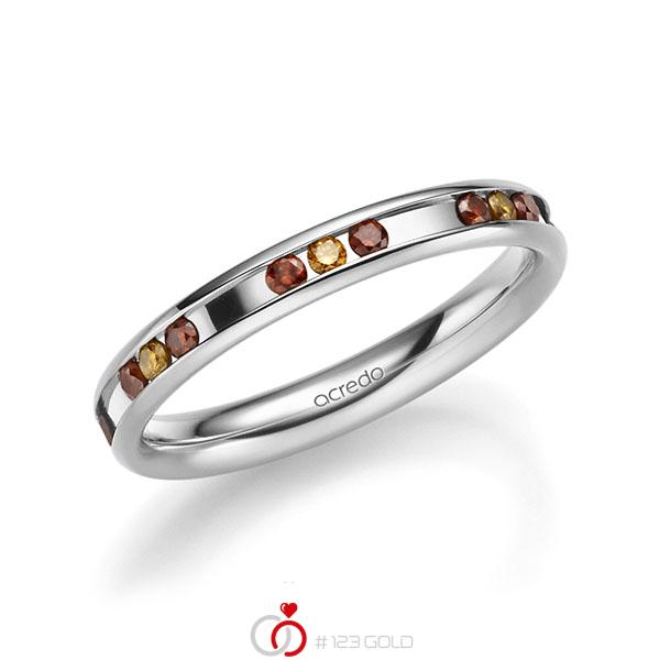 klassischer Trauring/Ehering in Weißgold 585 mit zus. 0,42 ct. Brillant Red Cherry cognac von acredo - A-2219-7 klassischer Trauring/Ehering in Weißgold 585 mit zus. 0,42 ct. Brillant Red Cherry cognac von acredo - A-2219-7