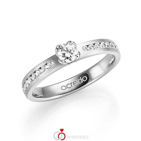 klassischer Trauring/Ehering in Weissgold 585 mit zus. 0,49 ct. Brillant tw, vs tw, si von acredo - A-1337-1 klassischer Trauring/Ehering in Weissgold 585 mit zus. 0,49 ct. Brillant tw, vs tw, si von acredo - A-1337-1