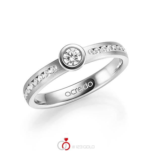 klassischer Trauring/Ehering in Weißgold 585 mit zus. 0,49 ct. Brillant tw, vs tw, si von acredo - A-1345-1 klassischer Trauring/Ehering in Weißgold 585 mit zus. 0,49 ct. Brillant tw, vs tw, si von acredo - A-1345-1
