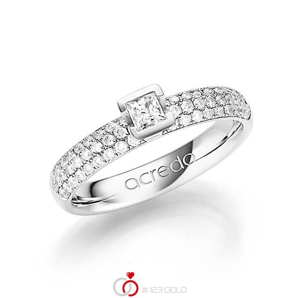 klassischer Trauring/Ehering in Weißgold 585 mit zus. 0,582 ct. Brillant & Prinzess-Diamant tw, vs tw, si von acredo - A-1249-1 klassischer Trauring/Ehering in Weißgold 585 mit zus. 0,582 ct. Brillant & Prinzess-Diamant tw, vs tw, si von acredo - A-1249-1
