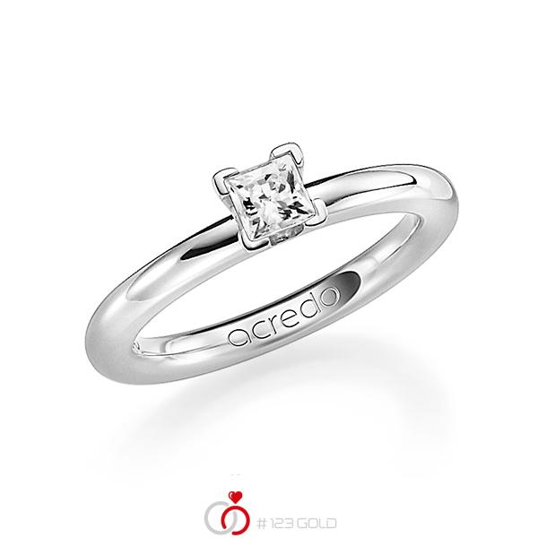 klassischer Trauring/Ehering in Weißgold 750 mit 0,4 ct. Prinzess-Diamant tw, vs von acredo - A-1182-13 klassischer Trauring/Ehering in Weißgold 750 mit 0,4 ct. Prinzess-Diamant tw, vs von acredo - A-1182-13
