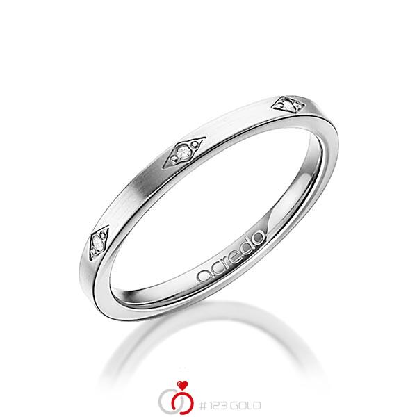 klassischer Trauring/Ehering in Weißgold 750 mit zus. 0,035 ct. Brillant tw, si von acredo - A-1301-10 klassischer Trauring/Ehering in Weißgold 750 mit zus. 0,035 ct. Brillant tw, si von acredo - A-1301-10