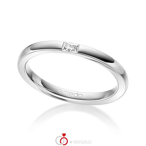 klassischer Trauring/Ehering in Weißgold 750 mit zus. 0,07 ct. Baguette-Diamant tw, vs von acredo - A-1304-7 klassischer Trauring/Ehering in Weißgold 750 mit zus. 0,07 ct. Baguette-Diamant tw, vs von acredo - A-1304-7