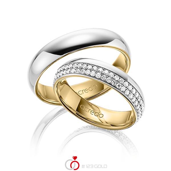 Paar bicolor Memoire-Trauringe/Eheringe in aussen Platin 950 , innen Gelbgold 750 vollausgefasst mit zus. 0,8 ct. Brillant tw, si von acredo - A-1536-9 Paar bicolor Memoire-Trauringe/Eheringe in aussen Platin 950 , innen Gelbgold 750 vollausgefasst mit zus. 0,8 ct. Brillant tw, si von acredo - A-1536-9