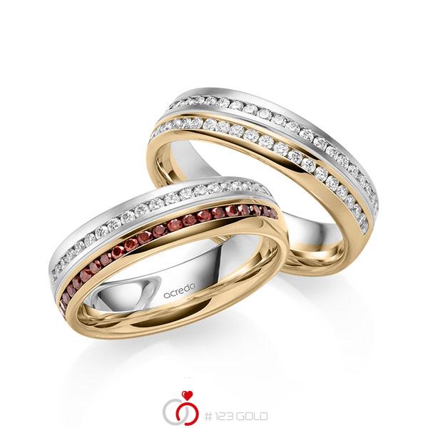 Paar bicolor Memoire-Trauringe/Eheringe in Weissgold 585 Roségold 585 halbausgefasst mit zus. 0,92 ct. Brillant Red Cherry tw, vs von acredo - A-2188-1 Paar bicolor Memoire-Trauringe/Eheringe in Weissgold 585 Roségold 585 halbausgefasst mit zus. 0,92 ct. Brillant Red Cherry tw, vs von acredo - A-2188-1