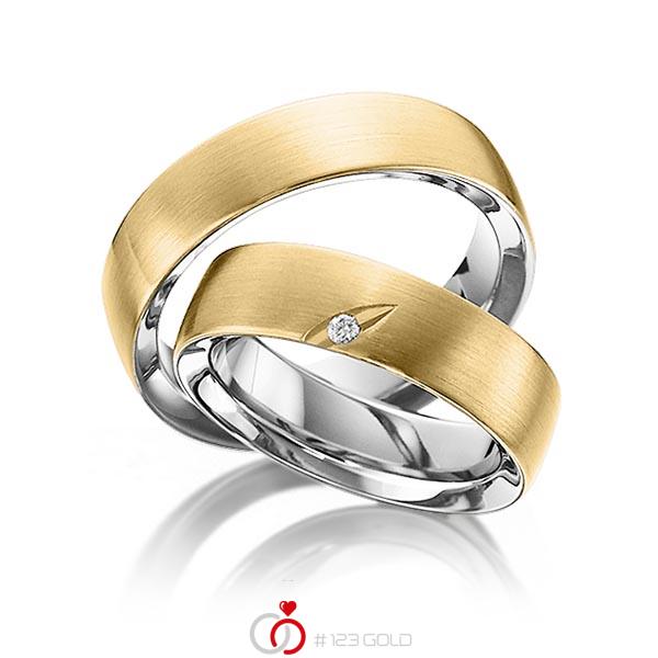 Paar bicolor Trauringe/Eheringe in aussen Gelbgold 585 , innen Edelstahl mit zus. 0,025 ct. Brillant tw, si von 123gold - Y-1294-2 Paar bicolor Trauringe/Eheringe in aussen Gelbgold 585 , innen Edelstahl mit zus. 0,025 ct. Brillant tw, si von 123gold - Y-1294-2