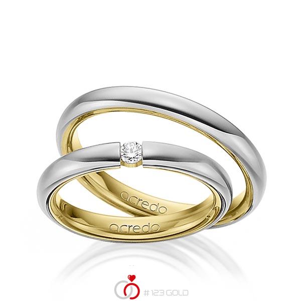 Paar bicolor Trauringe/Eheringe in außen Graugold 585 , innen Gelbgold 585 mit zus. 0,08 ct. Brillant tw, si von acredo - A-1464-1 Paar bicolor Trauringe/Eheringe in außen Graugold 585 , innen Gelbgold 585 mit zus. 0,08 ct. Brillant tw, si von acredo - A-1464-1