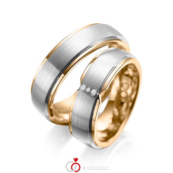 Paar bicolor Trauringe/Eheringe in aussen Graugold 585 , innen Roségold 585 mit zus. 0,025 ct. Brillant tw, si von acredo - A-1063-6 Paar bicolor Trauringe/Eheringe in aussen Graugold 585 , innen Roségold 585 mit zus. 0,025 ct. Brillant tw, si von acredo - A-1063-6