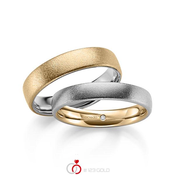 Paar bicolor Trauringe/Eheringe in aussen Graugold 585 , innen Roségold 585 mit zus. 0,02 ct. Brillant tw, si von acredo - A-2185-4 Paar bicolor Trauringe/Eheringe in aussen Graugold 585 , innen Roségold 585 mit zus. 0,02 ct. Brillant tw, si von acredo - A-2185-4