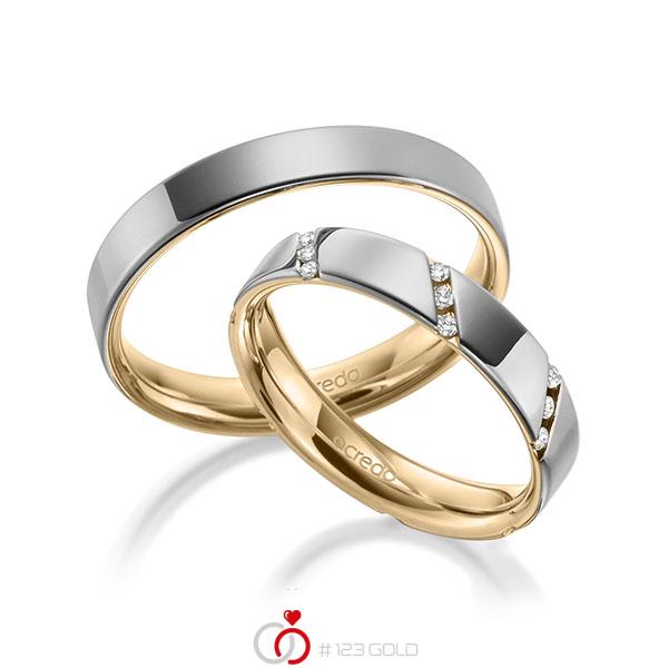 Paar bicolor Trauringe/Eheringe in aussen Graugold 585 , innen Roségold 585 mit zus. 0,21 ct. Brillant tw, si von acredo - A-1977-1 Paar bicolor Trauringe/Eheringe in aussen Graugold 585 , innen Roségold 585 mit zus. 0,21 ct. Brillant tw, si von acredo - A-1977-1