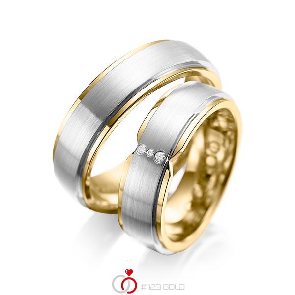 Paar bicolor Trauringe/Eheringe in außen Platin 950 , innen Gelbgold 750 mit zus. 0,025 ct. Brillant tw, si von acredo - A-1063-3 Paar bicolor Trauringe/Eheringe in außen Platin 950 , innen Gelbgold 750 mit zus. 0,025 ct. Brillant tw, si von acredo - A-1063-3