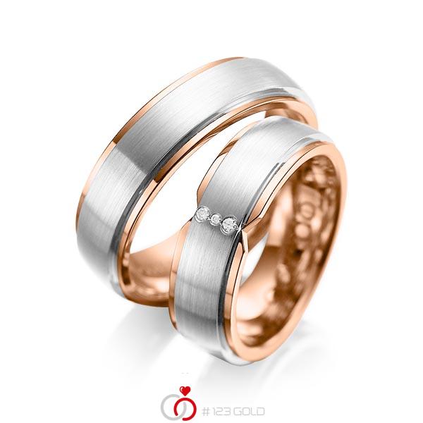 Paar bicolor Trauringe/Eheringe in außen Platin 950 , innen Rotgold 750 mit zus. 0,025 ct. Brillant tw, si von acredo - A-1063-2 Paar bicolor Trauringe/Eheringe in außen Platin 950 , innen Rotgold 750 mit zus. 0,025 ct. Brillant tw, si von acredo - A-1063-2
