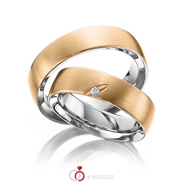 Paar bicolor Trauringe/Eheringe in aussen Roségold 585 , innen Edelstahl mit zus. 0,025 ct. Brillant tw, si von 123gold - Y-1294-1 Paar bicolor Trauringe/Eheringe in aussen Roségold 585 , innen Edelstahl mit zus. 0,025 ct. Brillant tw, si von 123gold - Y-1294-1
