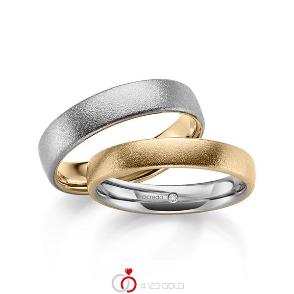Paar bicolor Trauringe/Eheringe in aussen Roségold 585 , innen Graugold 585 mit zus. 0,02 ct. Brillant tw, si von acredo - A-2185-1 Paar bicolor Trauringe/Eheringe in aussen Roségold 585 , innen Graugold 585 mit zus. 0,02 ct. Brillant tw, si von acredo - A-2185-1