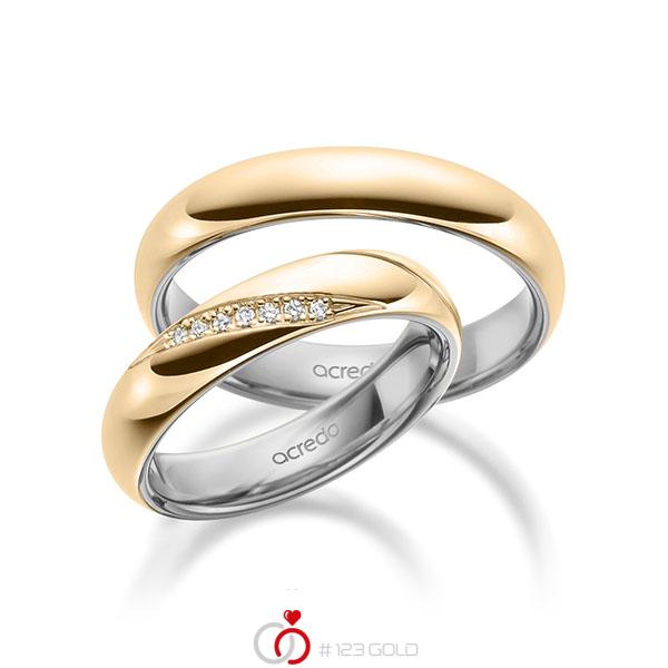 Paar bicolor Trauringe/Eheringe in aussen Roségold 585 , innen Graugold 585 mit zus. 0,056 ct. Brillant tw, si von acredo - A-1952-2 Paar bicolor Trauringe/Eheringe in aussen Roségold 585 , innen Graugold 585 mit zus. 0,056 ct. Brillant tw, si von acredo - A-1952-2