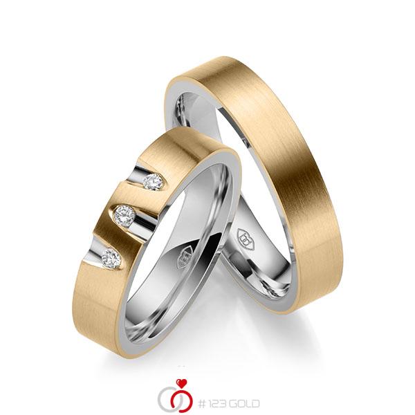 Paar bicolor Trauringe/Eheringe in außen Roségold 585 , innen Graugold 585 mit zus. 0,09 ct. Brillant tw, si - UQ-1045-6 Paar bicolor Trauringe/Eheringe in außen Roségold 585 , innen Graugold 585 mit zus. 0,09 ct. Brillant tw, si - UQ-1045-6