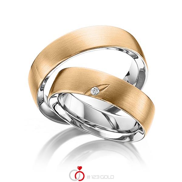 Paar bicolor Trauringe/Eheringe in aussen Roségold 750 , innen Platin 950 mit zus. 0,025 ct. Brillant tw, si von 123gold - Y-1294-8 Paar bicolor Trauringe/Eheringe in aussen Roségold 750 , innen Platin 950 mit zus. 0,025 ct. Brillant tw, si von 123gold - Y-1294-8