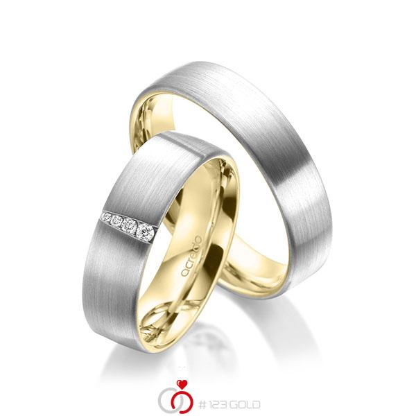 Paar bicolor Trauringe/Eheringe in aussen Weissgold 585 , innen Gelbgold 585 mit zus. 0,048 ct. Brillant tw, si von acredo - A-1950-10 Paar bicolor Trauringe/Eheringe in aussen Weissgold 585 , innen Gelbgold 585 mit zus. 0,048 ct. Brillant tw, si von acredo - A-1950-10