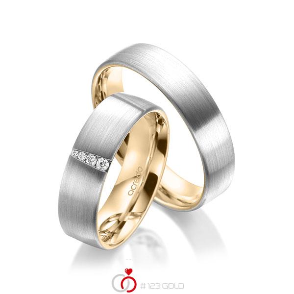 Paar bicolor Trauringe/Eheringe in aussen Weissgold 585 , innen Roségold 585 mit zus. 0,048 ct. Brillant tw, si von acredo - A-1950-11 Paar bicolor Trauringe/Eheringe in aussen Weissgold 585 , innen Roségold 585 mit zus. 0,048 ct. Brillant tw, si von acredo - A-1950-11