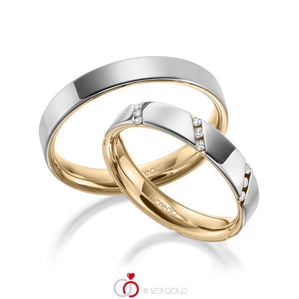 Paar bicolor Trauringe/Eheringe in aussen Weissgold 585 , innen Roségold 585 mit zus. 0,21 ct. Brillant tw, si von acredo - A-1977-8 Paar bicolor Trauringe/Eheringe in aussen Weissgold 585 , innen Roségold 585 mit zus. 0,21 ct. Brillant tw, si von acredo - A-1977-8